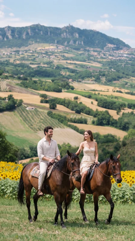 Passeggiata a cavallo nell’entroterra romagnolo con vista su San Marino