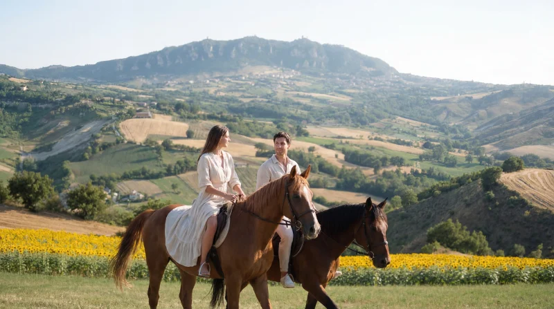 Passeggiata a cavallo nell’entroterra romagnolo con vista su San Marino