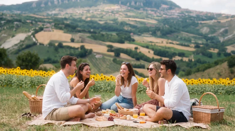 Picnic tra Girasoli e Vigneti nelle Colline Romagnole