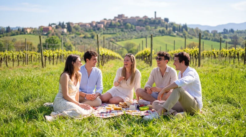 Picnic in vigneto con borgo storico: il paesaggio collinare romagnolo di Santarcangelo di Romagna