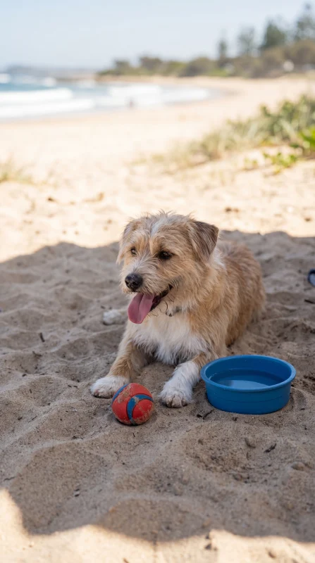 Cane in relax su una spiaggia della Riviera Romagnola