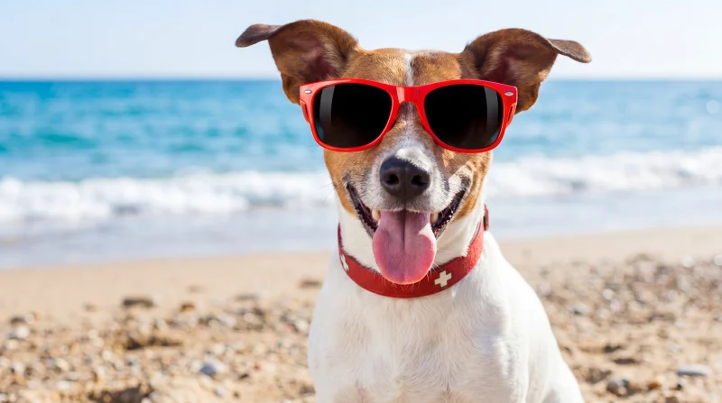 Cane vacanziero sulla spiaggia romagnola di Rimini