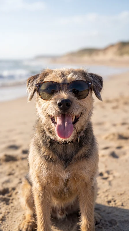 Cane alla Moda sulla Spiaggia di Rimini