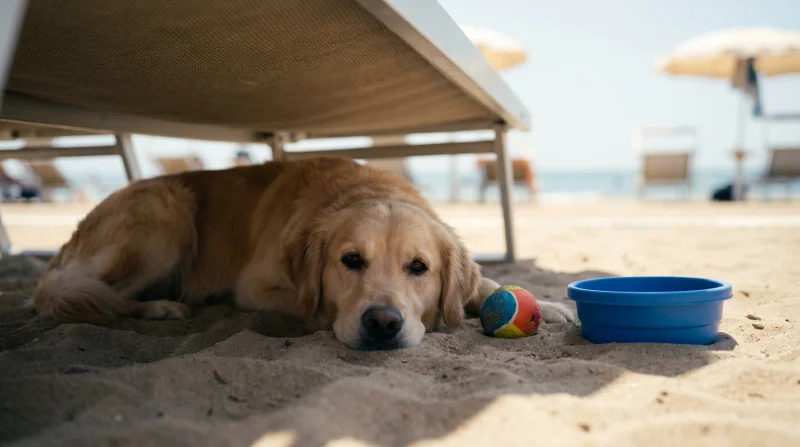 Rimini: Relax in spiaggia con un Golden Retriever sulla Riviera Romagnola.