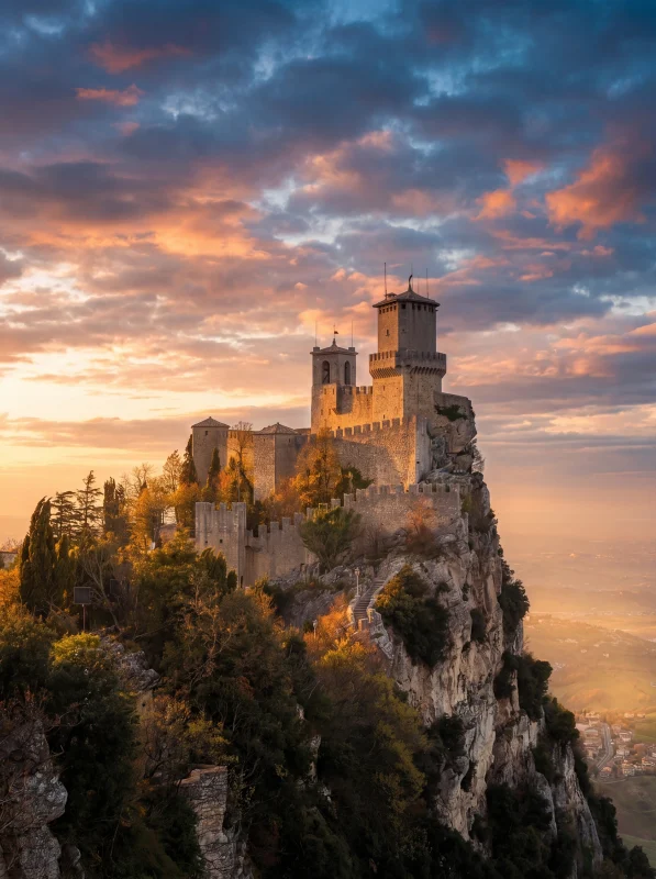 Torre Guaita di San Marino al tramonto