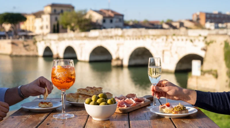 Aperitivo con vista sul Ponte di Tiberio a Rimini