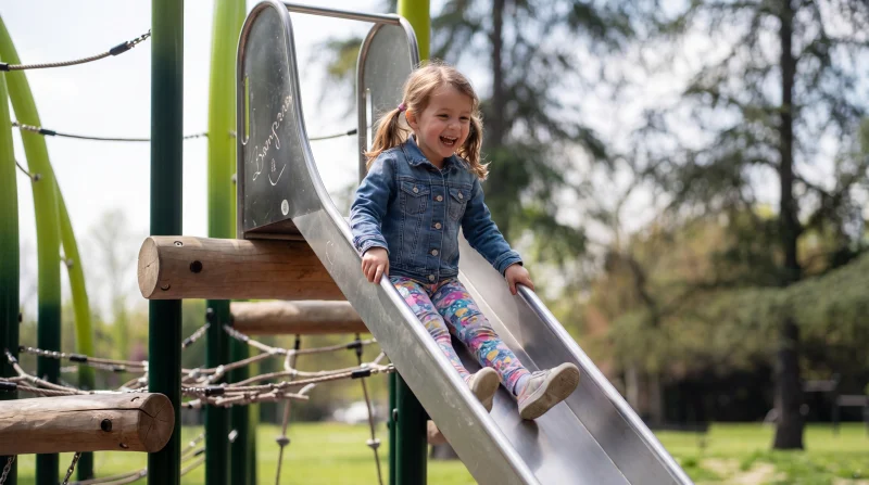Gioia infantile in un parco giochi di Rimini nella Riviera Romagnola