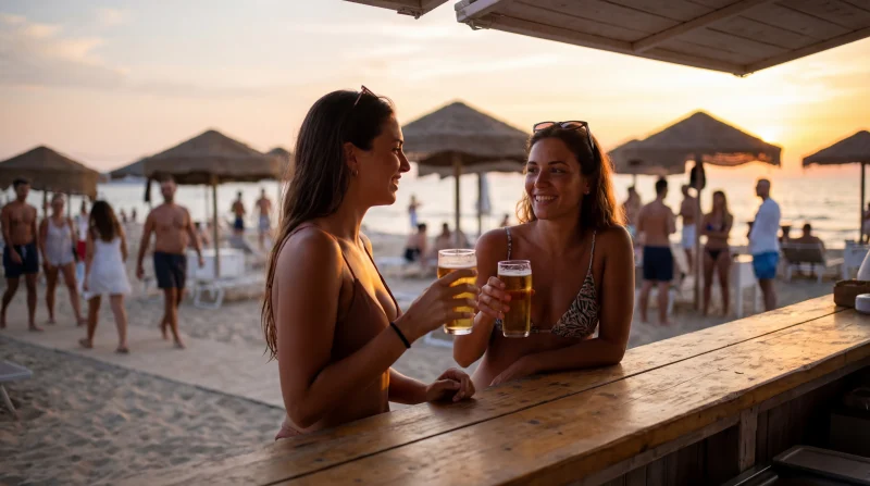 Aperitivo al tramonto sulla spiaggia della Riviera Romagnola