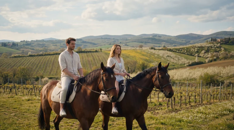 Passeggiata a cavallo tra i vigneti e le colline dell’entroterra romagnolo, vicino a Rimini