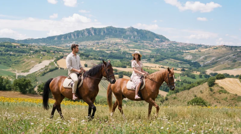 Passeggiata a cavallo nell’entroterra Romagnolo con vista su San Marino