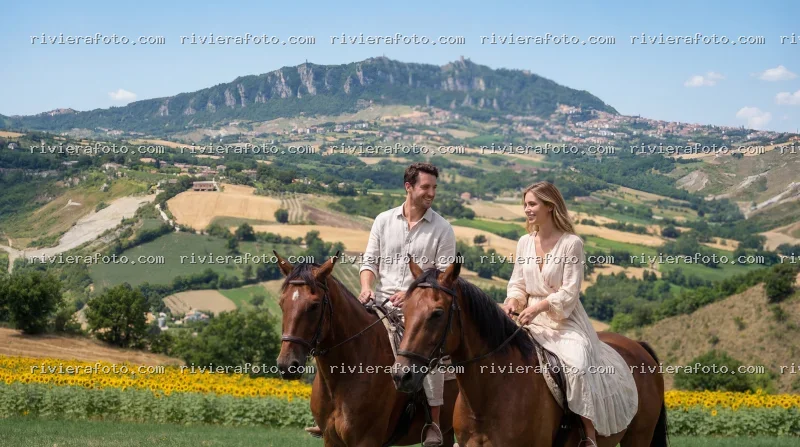 Passeggiata a cavallo nelle colline con vista su San Marino