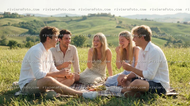 Picnic tra amici nelle verdi colline dell’entroterra Romagnolo