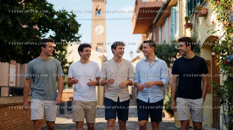 Amici in passeggiata nel centro storico di Santarcangelo di Romagna