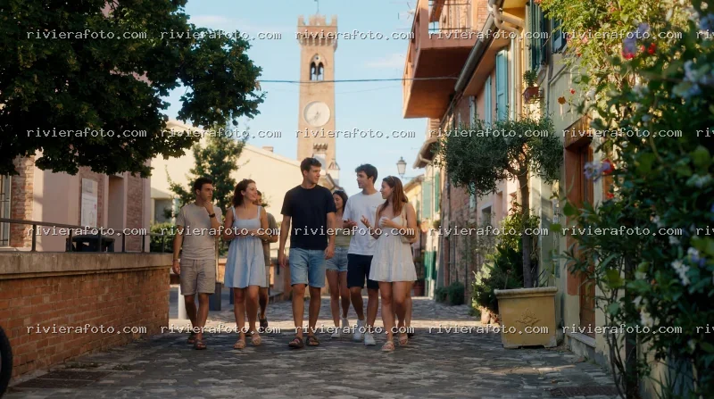 Passeggiata nel borgo storico di Santarcangelo di Romagna con vista sulla Torre Civica
