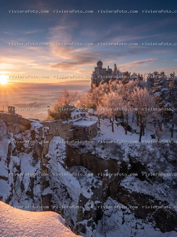Alba Invernale sulla Prima Torre di San Marino