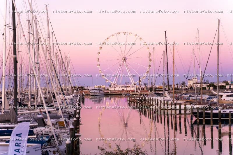 Tramonto sulla Darsena di Rimini con Ruota Panoramica