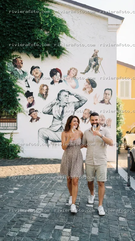Murales dedicato a Federico Fellini nel Borgo San Giuliano a Rimini
