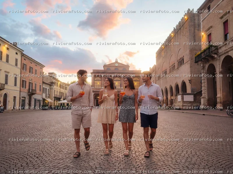 Aperitivo al tramonto in Piazza Cavour, Rimini