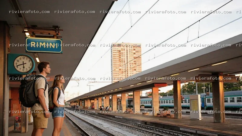 Turisti in attesa alla stazione di Rimini