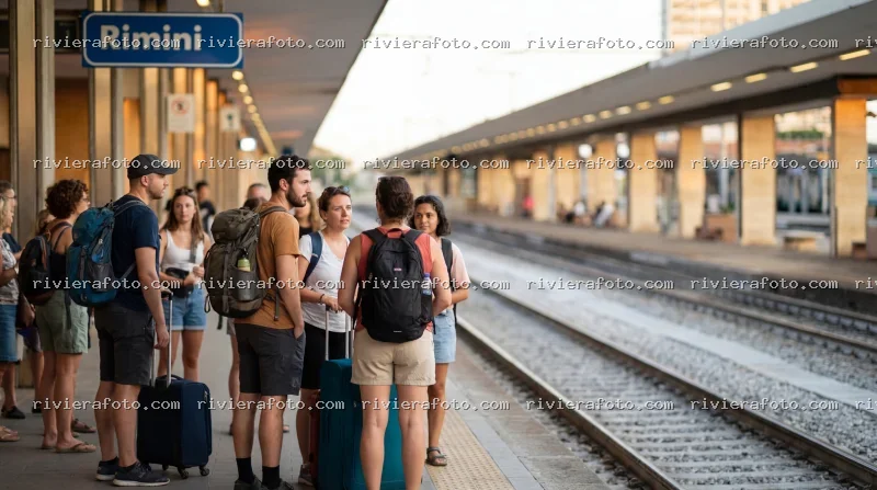 Viaggiatori in attesa alla stazione di Rimini