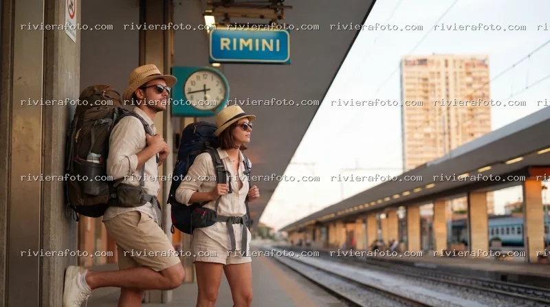 Viaggiatori in attesa alla Stazione di Rimini