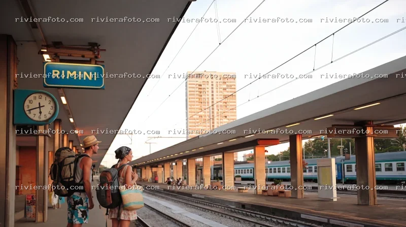 Stazione Ferroviaria di Rimini al tramonto