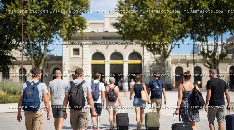 Viaggiatori in arrivo alla stazione ferroviaria di Rimini