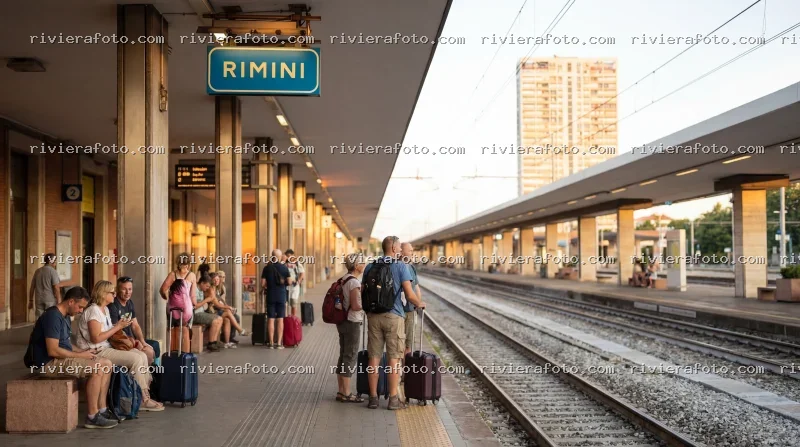 Stazione Ferroviaria di Rimini al Tramonto