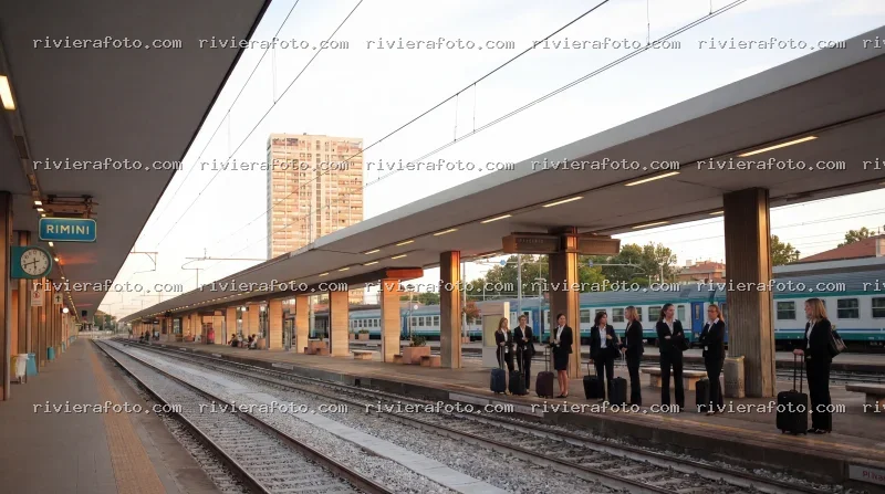 Stazione Ferroviaria di Rimini al Tramonto