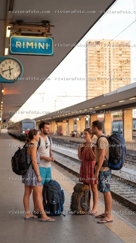 Viaggiatori alla stazione ferroviaria di Rimini