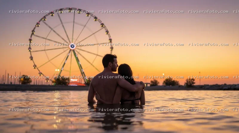 Tramonto Romantico con Ruota Panoramica sulla Riviera Romagnola