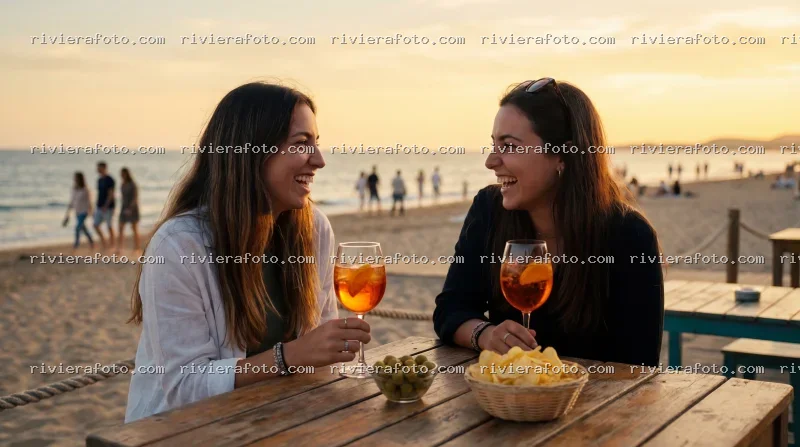 Aperitivo al tramonto sulla spiaggia della Riviera Romagnola