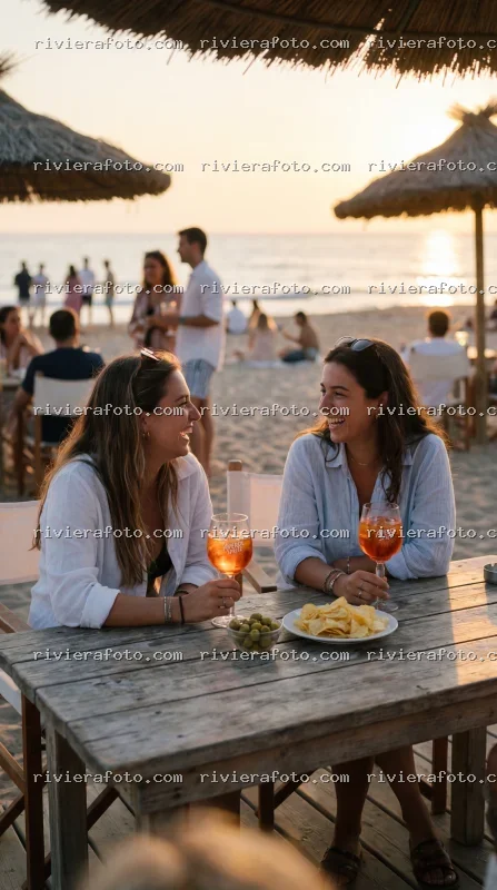 Aperitivo al tramonto sulla spiaggia della Riviera Romagnola