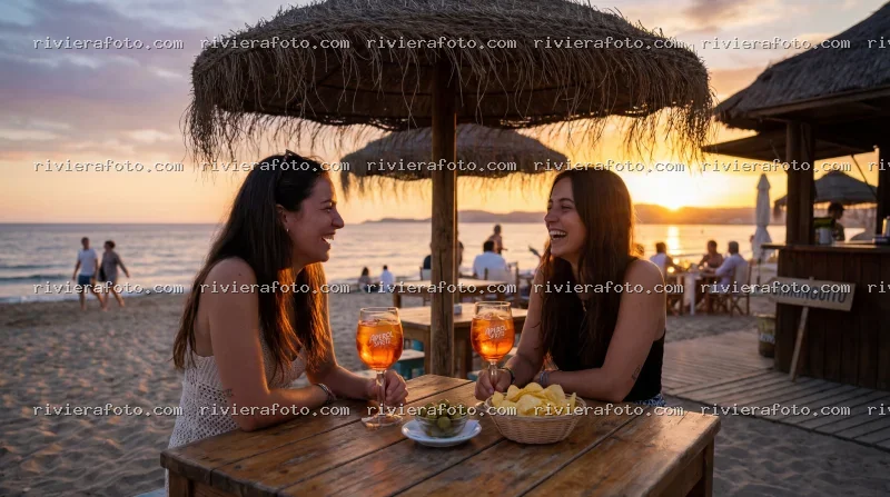 Aperitivo al tramonto sulla spiaggia della Riviera Romagnola