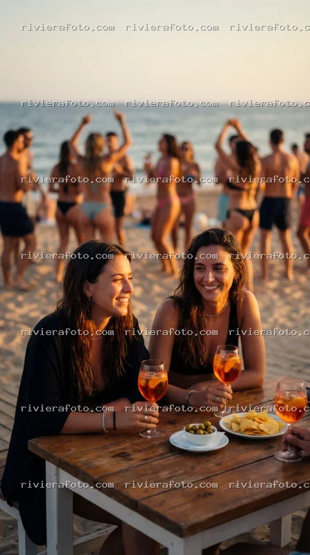 Aperitivo al tramonto e festa in spiaggia sulla Riviera Romagnola