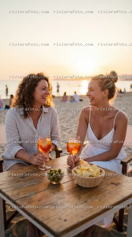 Aperitivo al tramonto sulla spiaggia della Riviera Romagnola