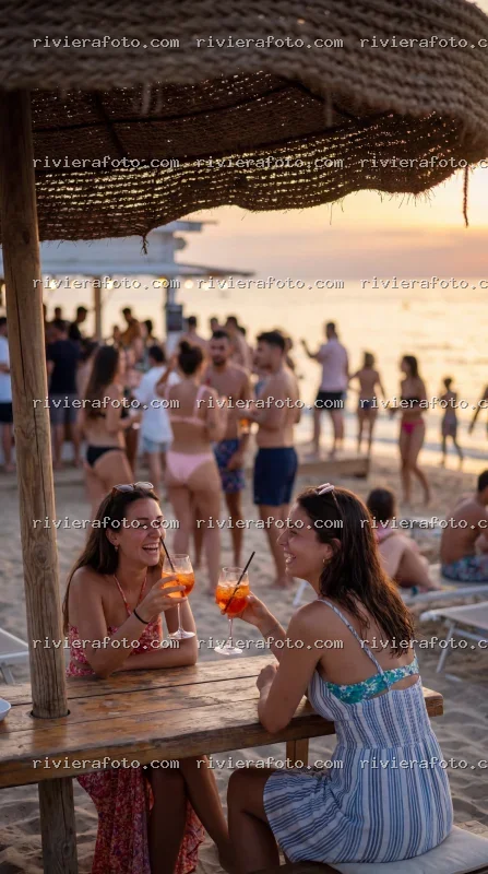Aperitivo al tramonto sulla spiaggia della Riviera Romagnola