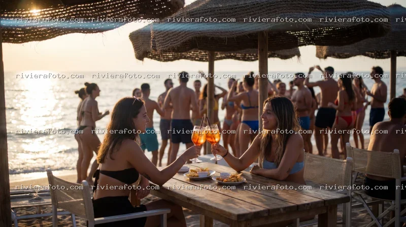 Aperitivo al tramonto sulla spiaggia in Riviera Romagnola