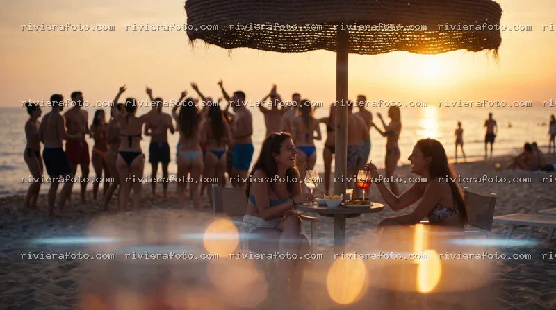 Aperitivo e festa al tramonto sulla spiaggia della Riviera Romagnola