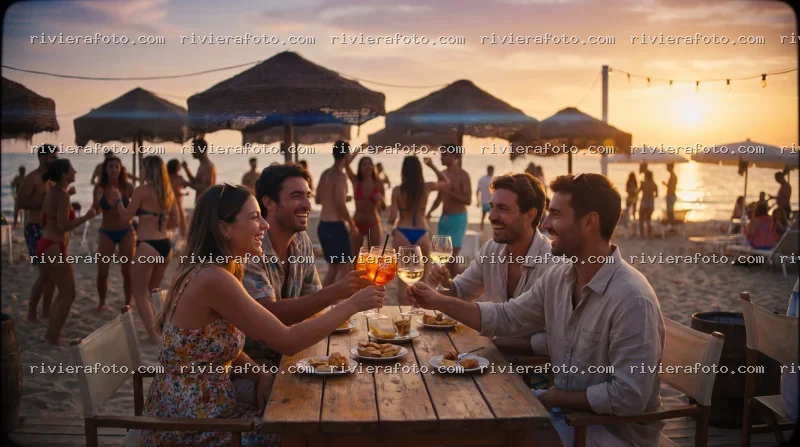 Aperitivo al tramonto su una spiaggia della Riviera Romagnola