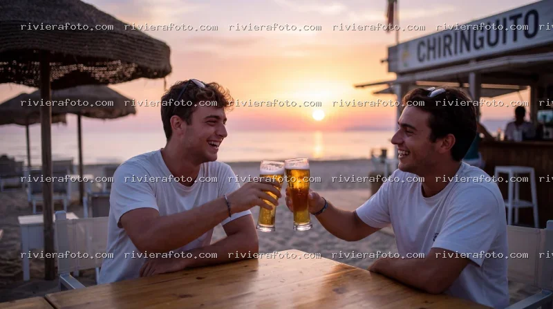 Brindisi al tramonto in un chiringuito della Riviera Romagnola