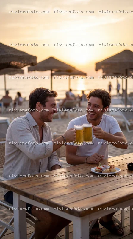 Aperitivo al tramonto sulla spiaggia della Riviera Romagnola
