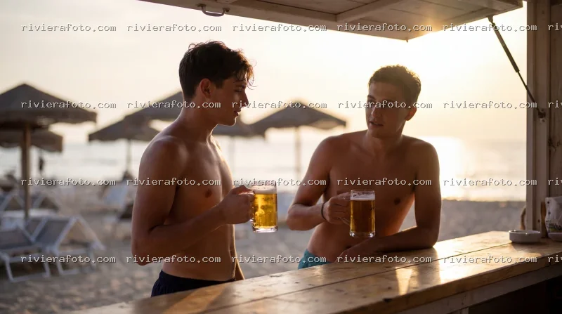 Aperitivo in spiaggia al tramonto