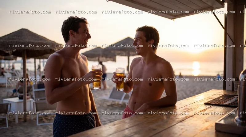 Amici al Tramonto sulla Spiaggia della Riviera Romagnola