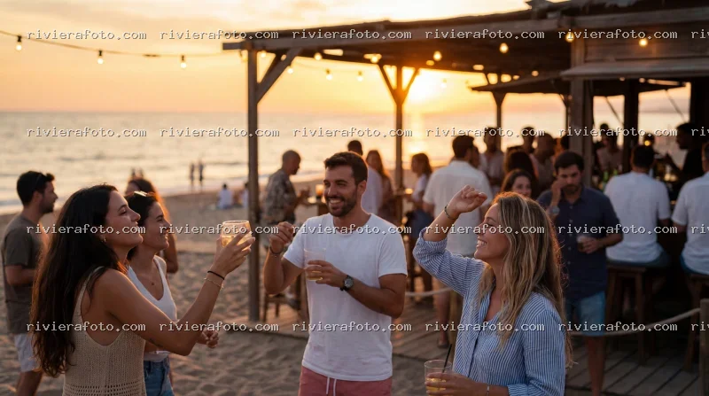 Aperitivo al tramonto sulla spiaggia della Riviera Romagnola