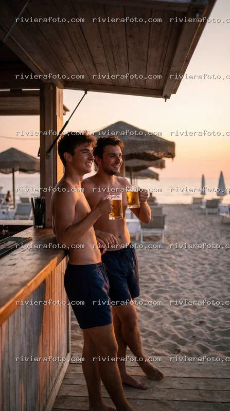 Aperitivo al tramonto sulla spiaggia della Riviera Romagnola