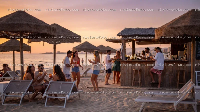 Serata al beach bar sulla spiaggia della Riviera Romagnola