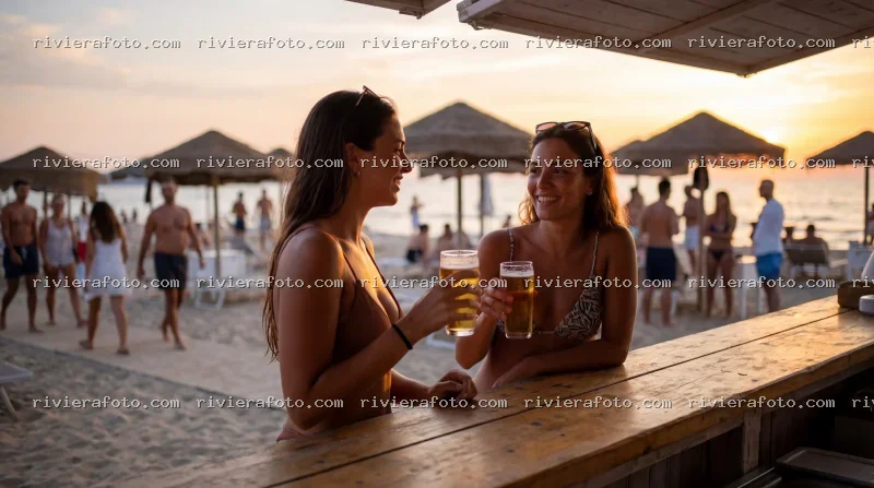 Aperitivo al tramonto sulla spiaggia della Riviera Romagnola